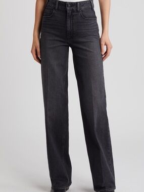 PAIGE Sasha High Waist Column Wide-Leg Jeans in Manta Black Wash